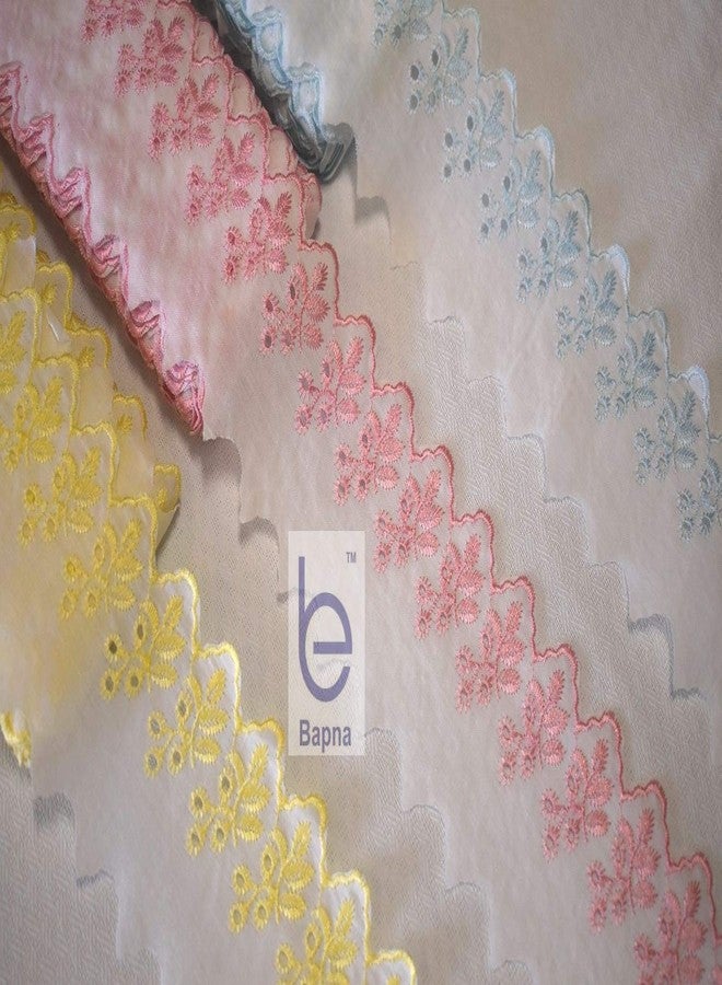 Bapna 5 Meters Cotton Embroidery Lace for Sewing Saree Dress Ribbon for Decor Bed Linens (Pink) - Image 4
